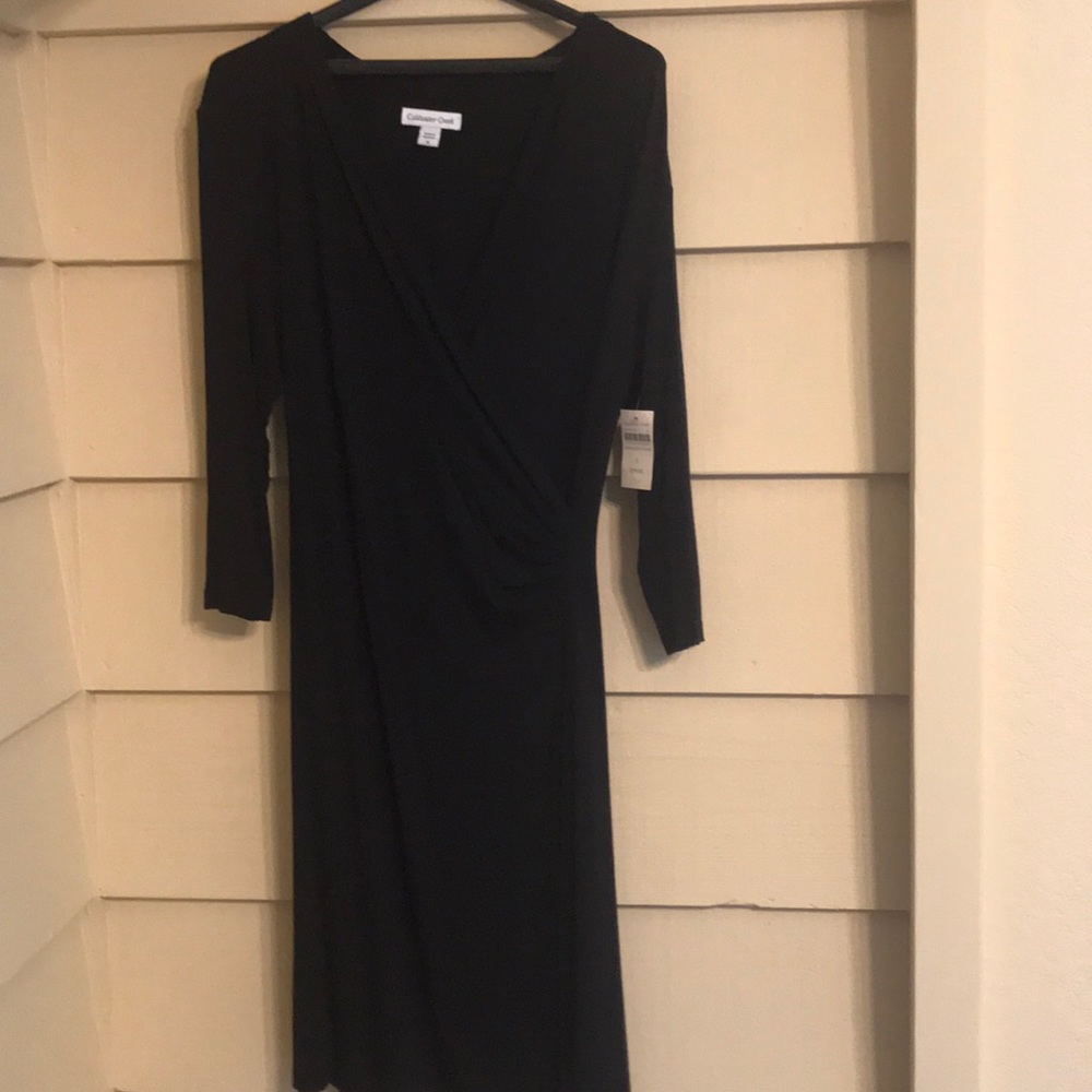 Coldwater Creek Black Sideswept Knit Dress
